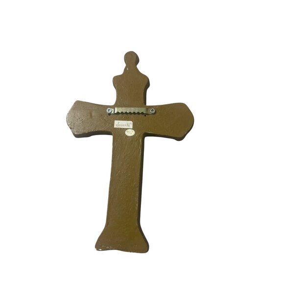 Elements Decorative Resin Cross Wall Hanging Carved Ready to Hand 10.5" x 7" - Picture 5 of 5